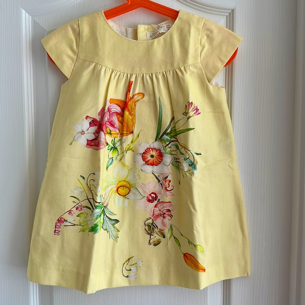 Zara Baby Girl Yellow Dress with Gorgeous Flower 3 years old 98 cm